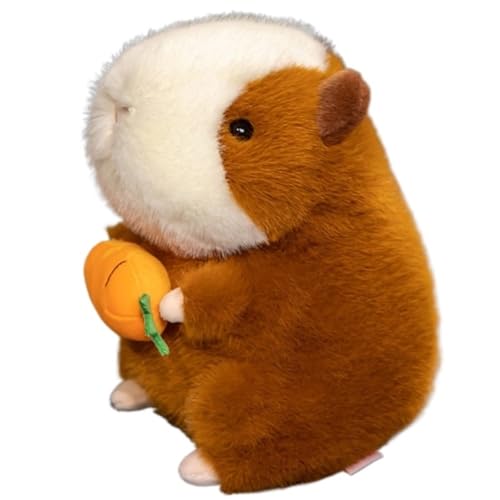 KUKUShining Süßes Meerschweinchen Plüschtier Mit Karotte, Weiches Lebensechtes Stofftier Hamster Kuscheliges Plüschkissen Geschenk Kinder Geburtstag(Brown,33cm/12.99in) von KUKUShining