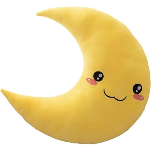 KUKUShining Süßes Mond Plüschtier, Weiches Plüschkissen Lustiges Plüsch Stofftier Mondplüsch for Nachttisch Sofa Heimdekoration Geschenk for Jungen Und Mädchen(Yellow,35cm/13.8in) von KUKUShining