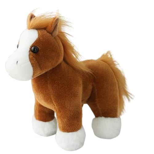 KUKUShining Süßes Pferde Plüschtier, Realistisches Cartoon Tier Ausgestopftes Pony Kuscheliges Plüschpony Als Beruhigungsgeschenk for Das Sofa(Orange) von KUKUShining