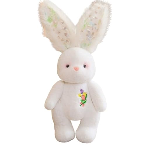 Süßes Plüschhäschen, Weich Realistisch Schlappohren Nachttisch Sofa Heimdekoration Geschenk for Jungen Und Mädchen Kinder Weihnachten Ostern Geburtstag(White) von KUKUShining