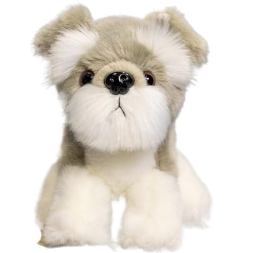 KUKUShining Süßes Plüschwelpen Spielzeug, Weiches Kuscheliges Stofftier Shiba Inu Schnauzer Rottweiler Plüschpuppen Kissen Hund for Kinder(Gray) von KUKUShining