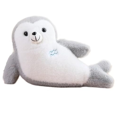 KUKUShining Süßes Robben Plüschtier, Weiches Realistisches Ausgestopftes Molliges Kissen Plüschtier Flauschiges Meeresleben Liebhaber Kinderzimmer(Gray) von KUKUShining
