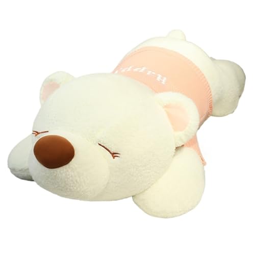 KUKUShining Süßes Teddy Hunde Plüschtier, Weiches Kuscheliges Stofftier Welpenkissen Puppe for Spielen Kuscheln Schlafen Jungen Und Mädchen(White) von KUKUShining