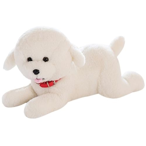 KUKUShining Teddy Hund Plüsch, Simulation Welpe Kuscheltier Mit Glöckchen Pelziges Weiches Kuscheliges Plüschkissen for Kinder Jungen Mädchen(48cm/18.9in) von KUKUShining