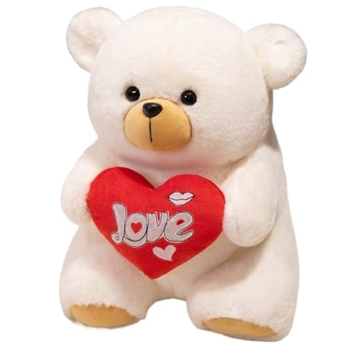 KUKUShining Teddy Plüschtier, Weich Mit Rotem Herz Süßes Lustiges Kuscheltier Plüschkissen for Erwachsene Und Kinder Plüsch Geburtstagsgeschenk(White,45cm/17.71in) von KUKUShining