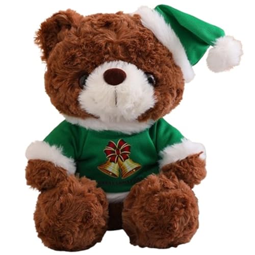 KUKUShining Teddybär Plüsch, Bekleidete Stofftier Puppen Mit Weihnachtsmütze Weiche Kuschelige Teddys Spielzeug Als Geschenk(Green) von KUKUShining