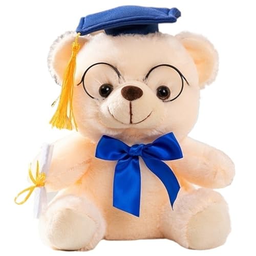 KUKUShining Teddybär Plüsch, Kuschelige Dr. Bears Stofftiere Mit Brille Diplom Abschluss Hut Plüschspielzeug Geschenke Für Kinder(White) von KUKUShining