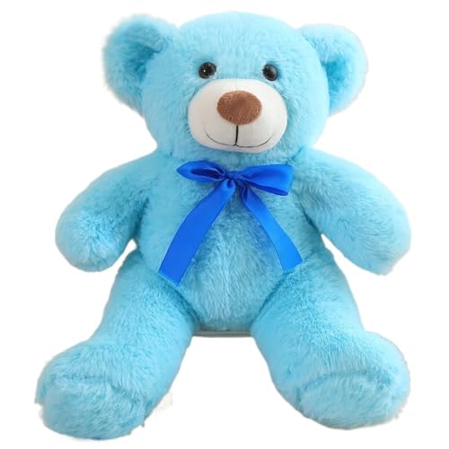 KUKUShining Teddybär Plüsch, Kuschelige Stoffpuppen Mit Fliege Weiches Umarmungskissen Teddys Plüsch Spielzeug Geschenke Für Die Heimdekoration(Blue) von KUKUShining