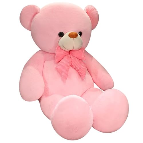 KUKUShining Teddybär Plüsch, Kuschelige Stofftiere Puppen Mit Fliege Weiche Teddys Plüsch Spielzeug Geschenke Für Kinder Heimdekoration(Pink) von KUKUShining