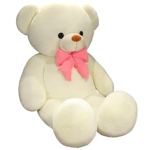 KUKUShining Teddybär Plüsch, Kuschelige Stofftiere Puppen Mit Fliege Weiche Teddys Plüsch Spielzeug Geschenke Für Kinder Heimdekoration(White) von KUKUShining