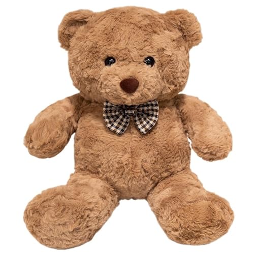 KUKUShining Teddybär Plüsch, Süßes Weiches Kuscheltier Braunbär Puppe Mit Fliege Kuchen Teddys Plüschtier Geschenk for Kinder Jugendliche(Brown) von KUKUShining