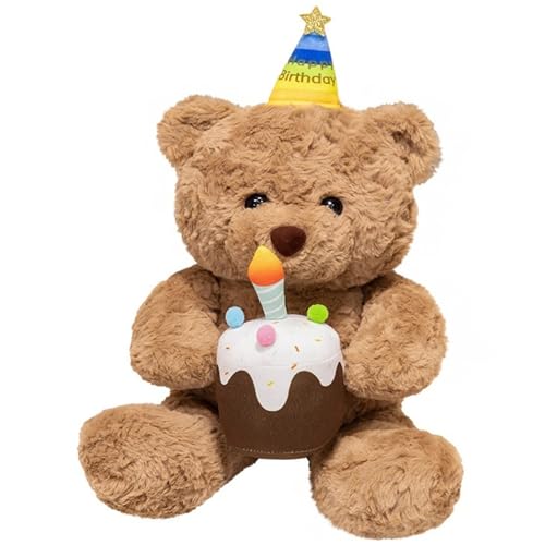 KUKUShining Teddybär Plüsch, Süßes Weiches Kuscheltier Braunbär Puppe Mit Fliege Kuchen Teddys Plüschtier Geschenk for Kinder Jugendliche(White) von KUKUShining