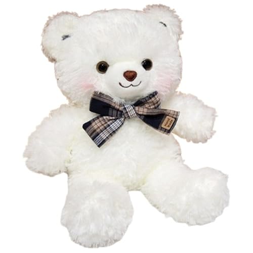 KUKUShining Teddybär Plüsch, Waschbär Stofftier Mit Schleife Kuschelkissen Plüsch Spielzeug Geschenke Für Kinder Mädchen Jungen(White,45cm/17.7in) von KUKUShining