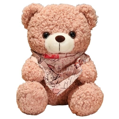 KUKUShining Teddybär Plüsch, Weiche Kuschelige Stofftier Puppe Mit Rosa Schal Sitzender Bär Plüschtier Geschenk Für Kinder Freundin(Pink) von KUKUShining