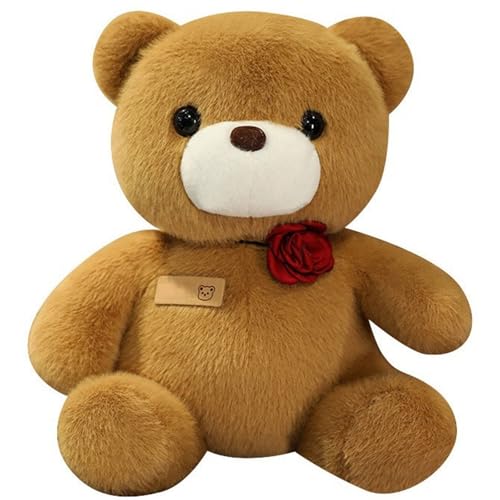 KUKUShining Teddybär Plüsch, Weiche Stofftier Puppen Mit Rosa Kawaii Bären Plüsch Spielzeug Geburtstagsgeschenke Für Kinder Mädchen(Brown) von KUKUShining