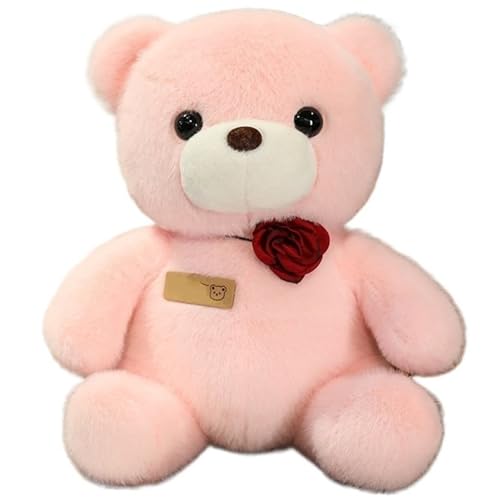 KUKUShining Teddybär Plüsch, Weiche Stofftier Puppen Mit Rosa Kawaii Bären Plüsch Spielzeug Geburtstagsgeschenke Für Kinder Mädchen(Pink) von KUKUShining