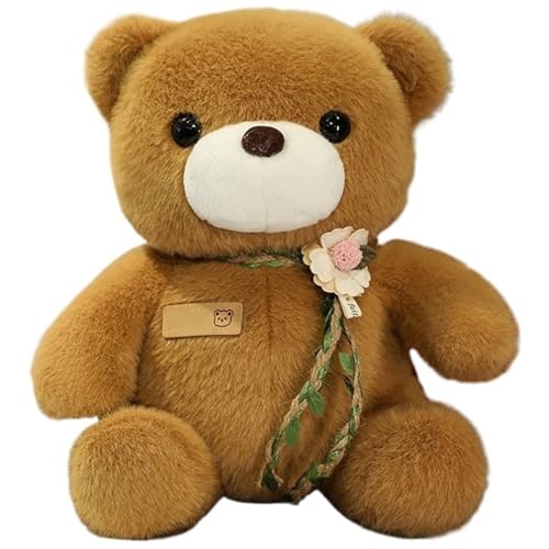 KUKUShining Teddybär Plüsch, Weiche Stofftiere Puppen Mit Blume Kawaii Bären Plüsch Spielzeug Geburtstagsgeschenke Für Kinder Mädchen(Brown) von KUKUShining