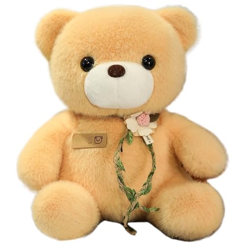 KUKUShining Teddybär Plüsch, Weiche Stofftiere Puppen Mit Blume Kawaii Bären Plüsch Spielzeug Geburtstagsgeschenke Für Kinder Mädchen(Yellow) von KUKUShining