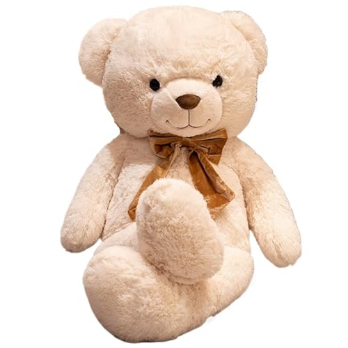 KUKUShining Teddybär Plüsch, Weiche Stofftiere Puppen Mit Fliege Kawaii Bären Spielzeug Geburtstagsgeschenke Für Kinder Mädchen Jungen(White) von KUKUShining