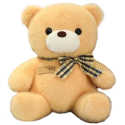 KUKUShining Teddybär Plüsch, Weiche Stofftiere Puppen Mit Fliege Kawaii Bären Spielzeug Geburtstagsgeschenke Für Kinder Mädchen Jungen(Yellow) von KUKUShining