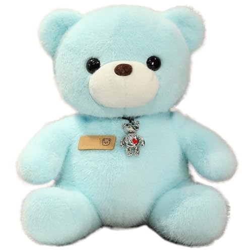 KUKUShining Teddybär Plüsch, Weiche Stofftiere Puppen Mit Halskette Kawaii Bären Plüsch Spielzeug Geburtstagsgeschenke Für Kinder Mädchen(Blue) von KUKUShining