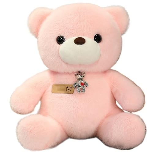 KUKUShining Teddybär Plüsch, Weiche Stofftiere Puppen Mit Halskette Kawaii Bären Plüsch Spielzeug Geburtstagsgeschenke Für Kinder Mädchen(Pink) von KUKUShining