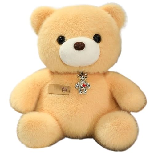 KUKUShining Teddybär Plüsch, Weiche Stofftiere Puppen Mit Halskette Kawaii Bären Plüsch Spielzeug Geburtstagsgeschenke Für Kinder Mädchen(Yellow) von KUKUShining