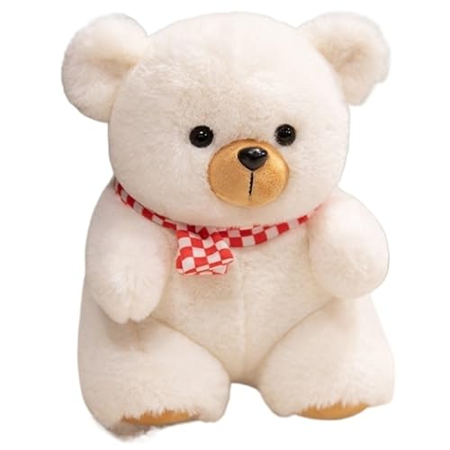 KUKUShining Teddybär Plüsch, Weiche Süße Stofftier Puppe Mit Schal Teddys Kuschelkissen Plüschtier Geschenk Für Kinder Mädchen Jungen(White,45cm/17.71in) von KUKUShining