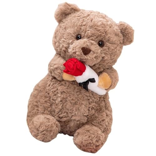 KUKUShining Teddybär Plüsch, Weiches Süßes Stofftier Puppen Sofakissen Mit Rosafarbenen Braunbären Plüschtieren for Die Freundin Valentinstag(25cm/9.8in) von KUKUShining