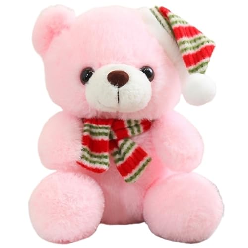 KUKUShining Teddybär Plüsch, Weihnachtsbären Kuscheltiere Mit Schal Mütze Weiches Kuscheliges Plüschspielzeug Geschenke for Kinder Freundin(Pink) von KUKUShining