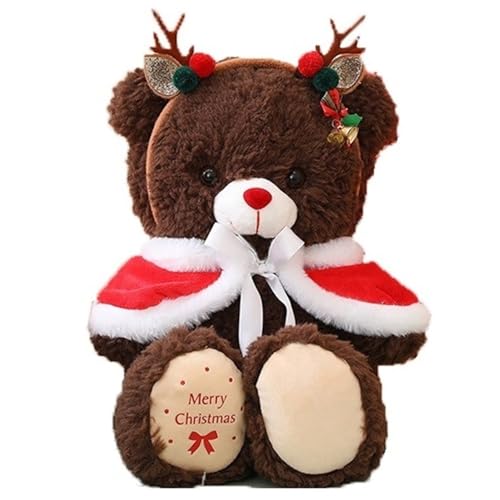 KUKUShining Teddybär Plüsch, Weihnachtspuppen Mit Umhang Stirnband Kuscheliges Kinder Plüschtier Hundespielzeug for Geburtstage Heimdekoratio(Black) von KUKUShining