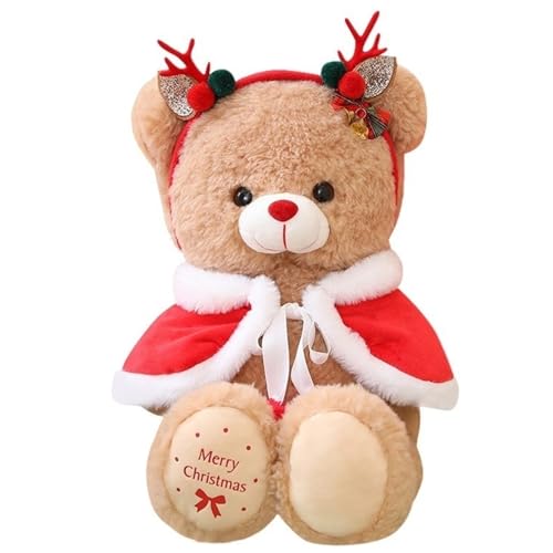 KUKUShining Teddybär Plüsch, Weihnachtspuppen Mit Umhang Stirnband Kuscheliges Kinder Plüschtier Hundespielzeug for Geburtstage Heimdekoratio(Brown) von KUKUShining