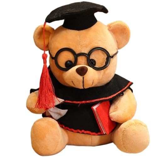 KUKUShining Teddybär Plüschtier, Abschluss Stofftierbär Mit Talar Kappe Diplom Plüschtier Als Geschenk for Kinder Zu Weihnachten Und Valentinstag(Brown,23cm/9in) von KUKUShining