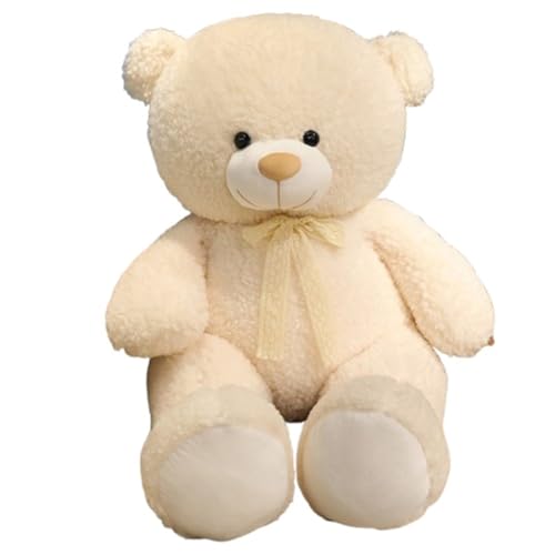 KUKUShining Teddybär Plüschtier, Kuschelig Mit Schleife Stofftierpuppen Weiche Plüschtiere for Den Geburtstag Der Freundin(White) von KUKUShining