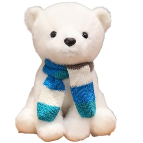 KUKUShining Teddybär Plüschtier, Süß Mit Schal Stofftierpuppen Weiches Kissen Süßes Plüschtier for Kinder Geburtstagsgeschenk(Blue) von KUKUShining