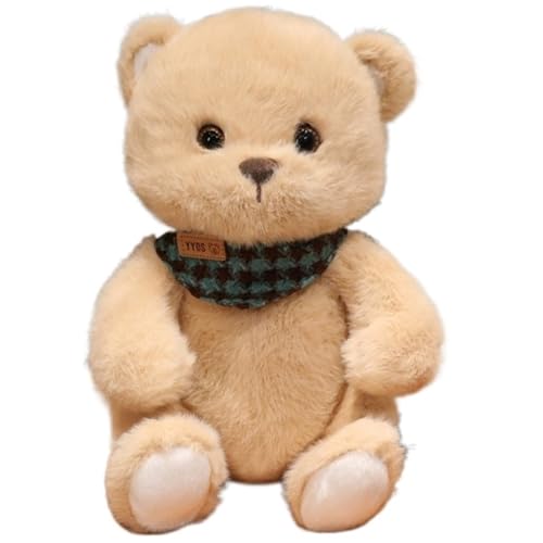 KUKUShining Teddybär Plüschtier, Süß Mit Schal Stofftierpuppen Weiches Kissen Süßes Plüschtier for Kinder Geburtstagsgeschenk(Brown) von KUKUShining