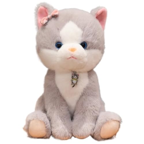 KUKUShining Teddybär Plüschtier, Süß Mit Schal Stofftierpuppen Weiches Kissen Süßes Plüschtier for Kinder Geburtstagsgeschenk(Gray) von KUKUShining