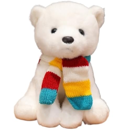 KUKUShining Teddybär Plüschtier, Süß Mit Schal Stofftierpuppen Weiches Kissen Süßes Plüschtier for Kinder Geburtstagsgeschenk(Red) von KUKUShining