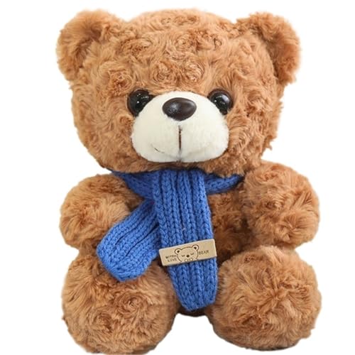 KUKUShining Teddybär Plüschtier, Süß Mit Weihnachtsmütze Ausgestopftem Schal Tiere Plüschtiere Flauschige Puppen for Kinder(Light Brown) von KUKUShining