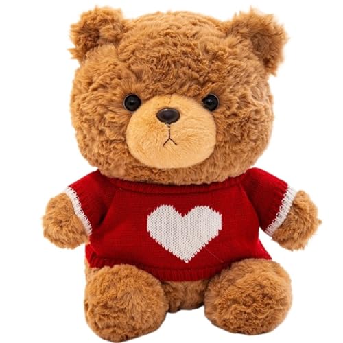 KUKUShining Teddybär Plüschtier, Süße Weiche Kuscheltiere Kawaii Puppe Pelzig Mit Pullover Als Geburtstagsgeschenk for Zuhause(Red,30cm/11.8in) von KUKUShining