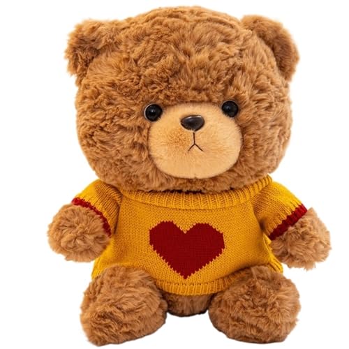 KUKUShining Teddybär Plüschtier, Süße Weiche Kuscheltiere Kawaii Puppe Pelzig Mit Pullover Als Geburtstagsgeschenk for Zuhause(Yellow,30cm/11.8in) von KUKUShining