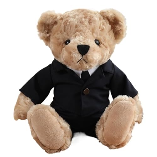 KUKUShining Teddybär Plüschtier, Weich Mit Krawatte Flauschige Kuscheltiere Plüschkissen Puppen for Babygeschenke Kinder Freundin(Black) von KUKUShining