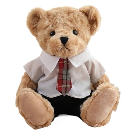 KUKUShining Teddybär Plüschtier, Weich Mit Krawatte Flauschige Kuscheltiere Plüschkissen Puppen for Babygeschenke Kinder Freundin(Red) von KUKUShining