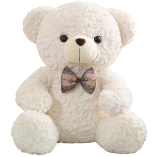 KUKUShining Teddybär Plüschtier, Weich Süß Mit Schleife Stofftierpuppen Kissen for Kinder Geschenk Party Geburtstag Weihnachten(White,50cm/19.7in) von KUKUShining