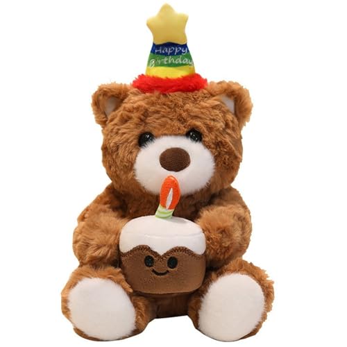 KUKUShining Teddybär Plüschtier Geburtstag, Kuschelige Stofftiere Puppen Mit Hut Weiche Bären Umarmungskissen Plüschspielzeug Geschenk for Freundin(White,22cm/8.6in) von KUKUShining