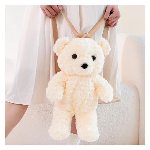 KUKUShining Teddybär Rucksack Plüsch, Süßes Kuscheltier Umarmungskissen Puppe Teddys Tasche Plüsch Spielzeug Geschenk Für Mädchen(White) von KUKUShining