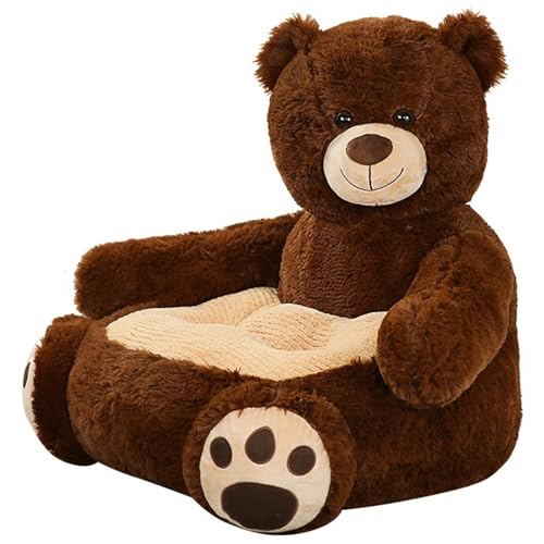 KUKUShining Teddybär Sofa Sitz Plüsch, Kinderkissen Stuhl Sessel Tier Gefüllte Weicher Stofftier Stuhl Puppe Stützsitz Niedliches Plüschtier Für Babys(Brown) von KUKUShining