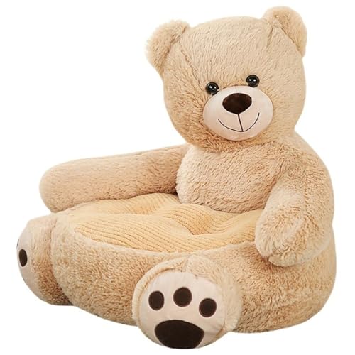 KUKUShining Teddybär Sofa Sitz Plüsch, Kinderkissen Stuhl Sessel Tier Gefüllte Weicher Stofftier Stuhl Puppe Stützsitz Niedliches Plüschtier Für Babys(Khaki) von KUKUShining
