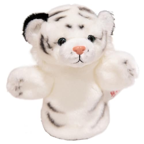 KUKUShining Tiger Handpuppe Plüsch, Süßes Stofftier Handschutz Puppe Weiches Plüsch Spielzeug Geschenke Für Fantasievolles Rollenspiel(White) von KUKUShining