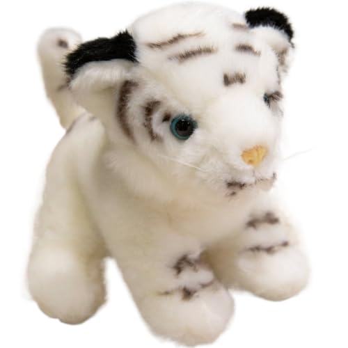 KUKUShining Tiger Plüschtier, Simulation Sitzend Weiche Stofftierpuppe Bequemes Kissen Weihnachtsplüschtier for Kinder Geschenk(White,19cm/7.48in) von KUKUShining